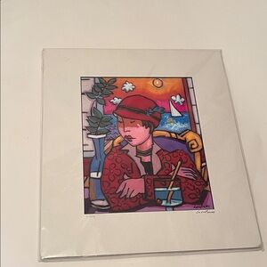 Tony Cacalano “ A Girl In Red” signed limited edition Print. 15”X13” unframed.